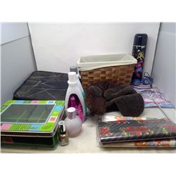 GIRLS COSMETICS AND TOYS A BINDER A HAT + CHRISTMAS STUFF +THERMOS + SWIMMING GOGGLES