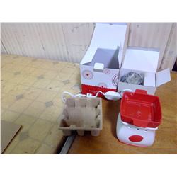 MARASCHINO CURVE FONDUE WARMER AND CAST IRON TART WARMER