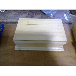 WOODEN BOX W/ TRINKETS