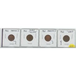 4 1962 Canadian Pennies With Mint Errors