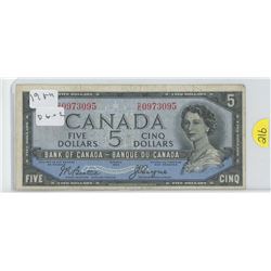 1954 Canadian $5 dollar bill