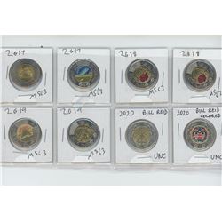 8 Canadian Toonies 2017-2020