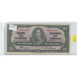 1937 Canadian $10 dollar bill