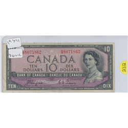 1954 Canadian $10 bill, Devil's face