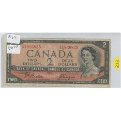 1954 Canadian $2 dollar bill, Devil's Face