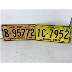 Arizona and Hawaii License Plates