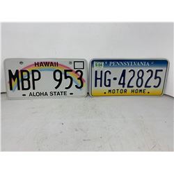 Hawaii and Pennsylvania License Plates