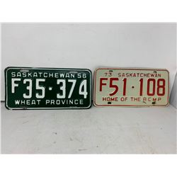 2 Sask. License Plates