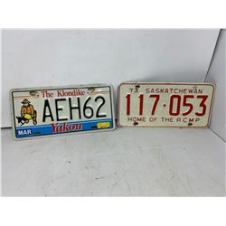 Yukon and Sask. License Plates