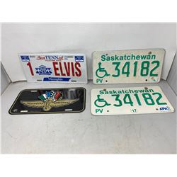 Indianapolis, 2x Sask. , Tennesee License Plates