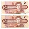 Image 1 : 2x Canada $2 Note - 1986