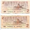 Image 2 : 2x Canada $2 Note - 1986
