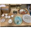 Image 1 : 3 SERVING TRAYS + BOX OF TEA CUPS/SAUCERS + 2 DINNER BELLS