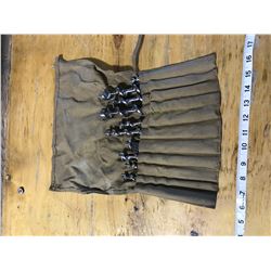 10 DRILL BITS IN ORIGNAL CANVAS HOLDER