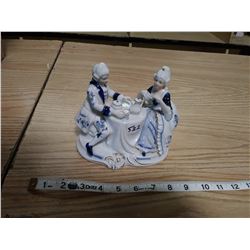 Painted white porcelain tea party/date 6" H X 7" L X 4" W