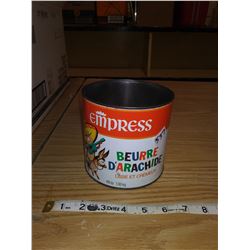 1982 Empress peanut butter tin 'singing amigo on burro' 5" H