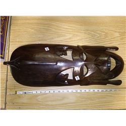 1983 Kenya ebony wood carved mask 24" X 3/8" thick