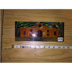 2013 Texas USA 'The Alamo' handmade stained glass mosaic wall piece 10" L