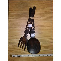 1972 Zaire ebony salad tossers carved 'paper thin' Amazing!