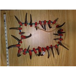 Giant plains grizzly necklance claws wood carved with glass trade beads