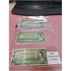 1967 Centennial Bills x3