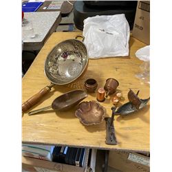 COPPER LOT INCLUDING COLEMAN OIL LAMP AND STOVE FILTER FUNNEL
