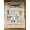 Image 3 : 2 1950'S ORIGINAL PYREX ADS 10X13 + PYREX HURRICANE CANDLE HOLDER 12" TALL + PYREX BOWL