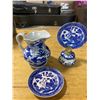 Image 1 : BLUE AND WHITE LAMP, PITCHER, PLATE