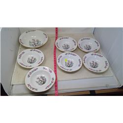 Indian Tree Large Soup Bowl & 6 Matching Soup Dishes