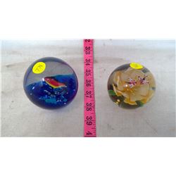 2 Glass Paperweights