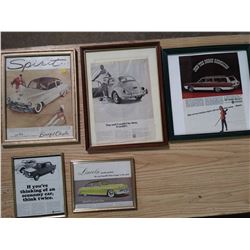 FIVE FRAMED CAR ADVERTISING