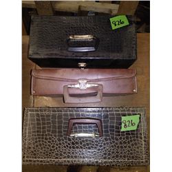 THREE TAPE CASES (2 W/ 8 TRACKS & 1 W/ CASSETTES)