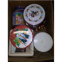 BOX OF ASSORTED TINS