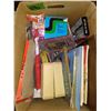 Image 1 : BOX OF COLLECTIBLES ( NOTEPADS, BOOKS, GAMES, FIRST AID, ETC)