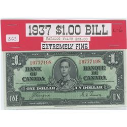 1937 Canadian $1.00 banknote - Extremely fine