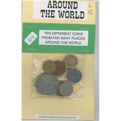 World Coins, package of ten different coins