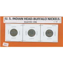 U.S. Three Indian Head - Buffalo 5 cent