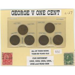 George V one cent 1932 to 1936