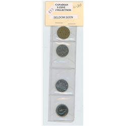 Four seldom seen 5c: 1943, 1951, 1954 and 1967