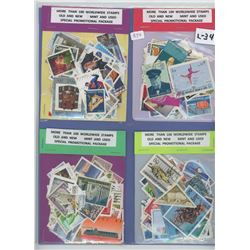 Four 100 stamp packages - Canadian, U.S. and Worldwide - nice assortment