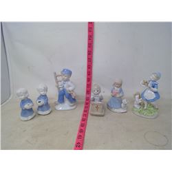 5 Blue and White Figurines