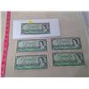 Image 1 : Set of 5 - 1954 $1 Bills