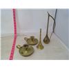 Image 1 : Set of Brass (2 Candlesticks, Small Pitcher, Bell)