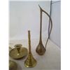 Image 3 : Set of Brass (2 Candlesticks, Small Pitcher, Bell)