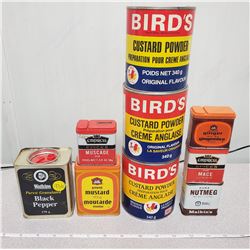 Lot of vintage spice tins 9 total