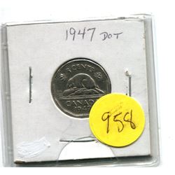 1947 Dot George V Five Cent Coin