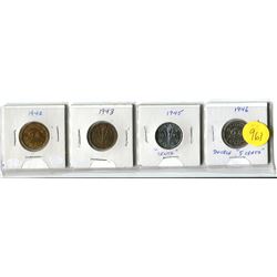 1942 Tombac, 1943 Tombac, 1945, 1946 Dbl "5 Cents", Five Cent Coins