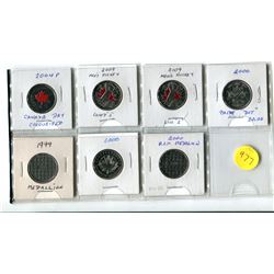 2004P Canada Day Coloured, 2009 Men's Hockey - Raised and Low "2", 20.00 Pride Dot Twenty-Five Cent 