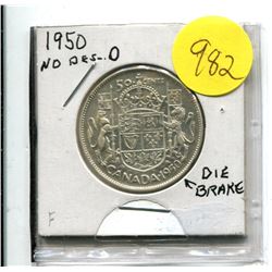 1950 No Design Fifty Cent Coin