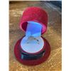 Image 2 : LADIES SILVER CUBIC ZIRCONIA RING IN RED VELVET HOLDER SZ:7